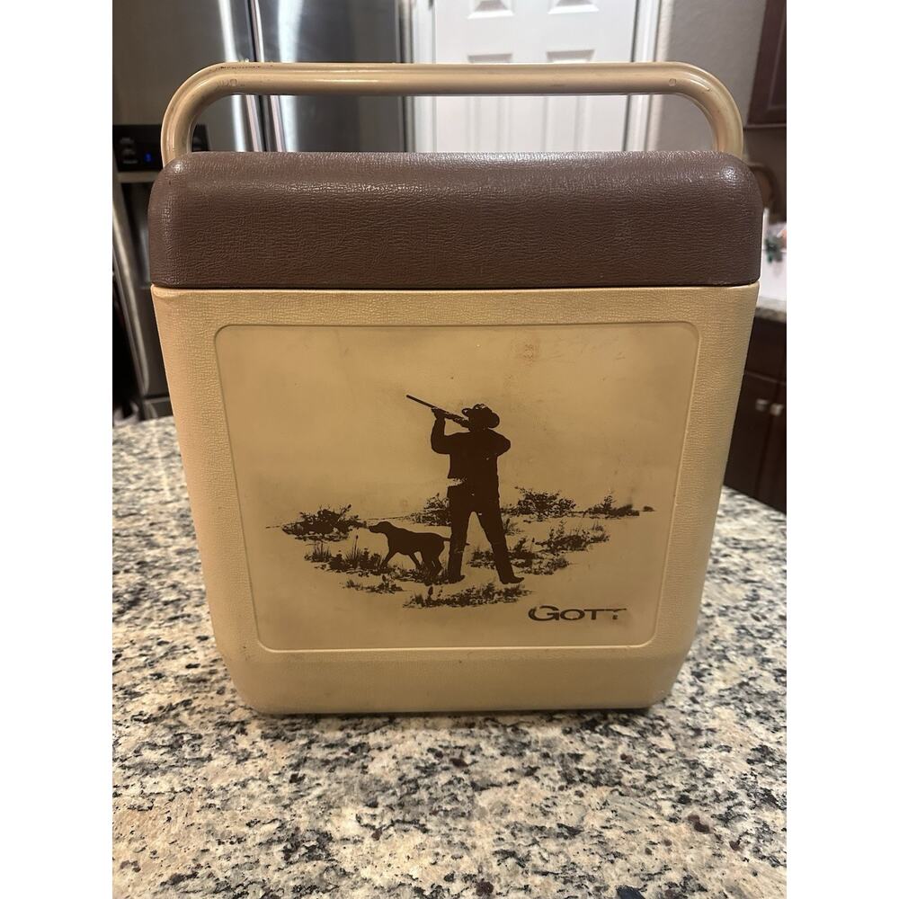 Vintage hunting GOTT Tote 18 Cooler Ice Chest Duck Hunting Brown Model 1818